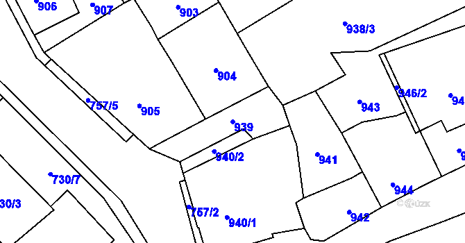 Parcela st. 939 v KÚ Kynšperk nad Ohří, Katastrální mapa