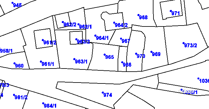 Parcela st. 965 v KÚ Kynšperk nad Ohří, Katastrální mapa