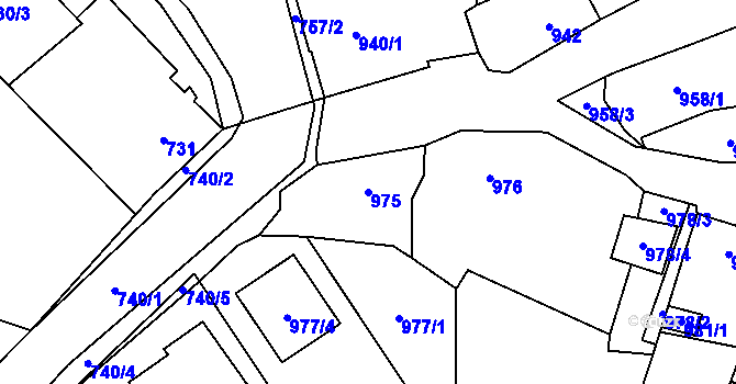 Parcela st. 975 v KÚ Kynšperk nad Ohří, Katastrální mapa