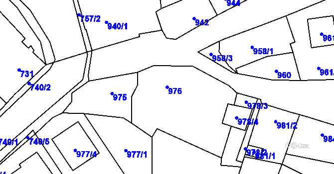 Parcela st. 976 v KÚ Kynšperk nad Ohří, Katastrální mapa