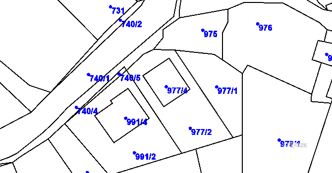 Parcela st. 977/4 v KÚ Kynšperk nad Ohří, Katastrální mapa