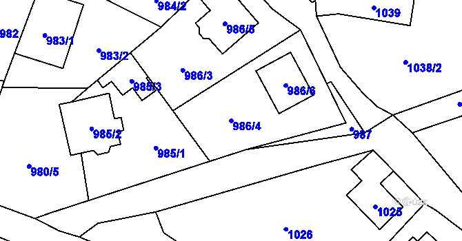 Parcela st. 986/4 v KÚ Kynšperk nad Ohří, Katastrální mapa