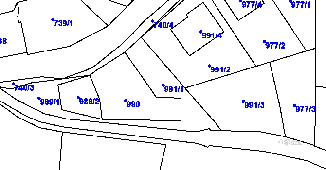 Parcela st. 991/1 v KÚ Kynšperk nad Ohří, Katastrální mapa