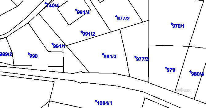 Parcela st. 991/3 v KÚ Kynšperk nad Ohří, Katastrální mapa