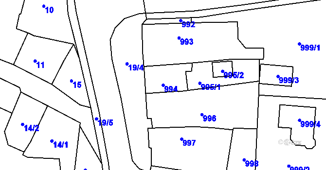 Parcela st. 994 v KÚ Kynšperk nad Ohří, Katastrální mapa