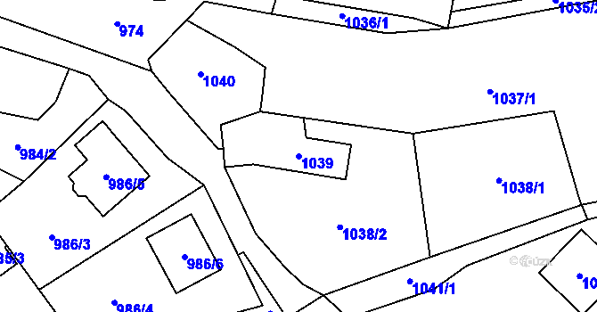 Parcela st. 1039 v KÚ Kynšperk nad Ohří, Katastrální mapa
