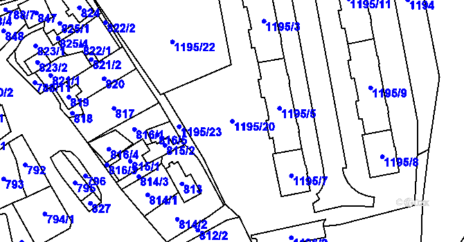 Parcela st. 1195/20 v KÚ Kynšperk nad Ohří, Katastrální mapa