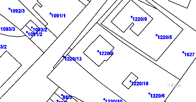 Parcela st. 1220/9 v KÚ Kynšperk nad Ohří, Katastrální mapa