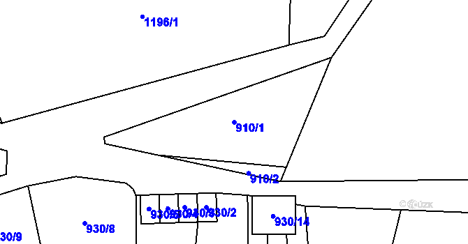 Parcela st. 910/1 v KÚ Kynšperk nad Ohří, Katastrální mapa