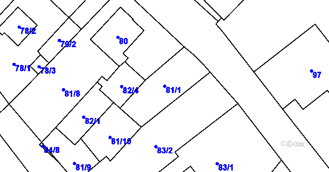 Parcela st. 81/1 v KÚ Kynšperk nad Ohří, Katastrální mapa