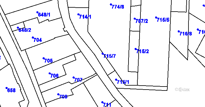 Parcela st. 715/7 v KÚ Kynšperk nad Ohří, Katastrální mapa