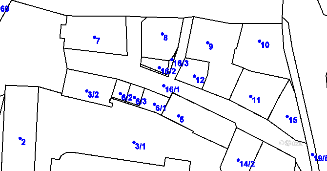 Parcela st. 16/1 v KÚ Kynšperk nad Ohří, Katastrální mapa