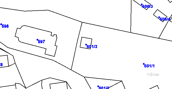 Parcela st. 601/3 v KÚ Kynšperk nad Ohří, Katastrální mapa