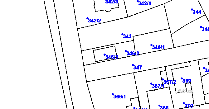 Parcela st. 346/3 v KÚ Kynšperk nad Ohří, Katastrální mapa