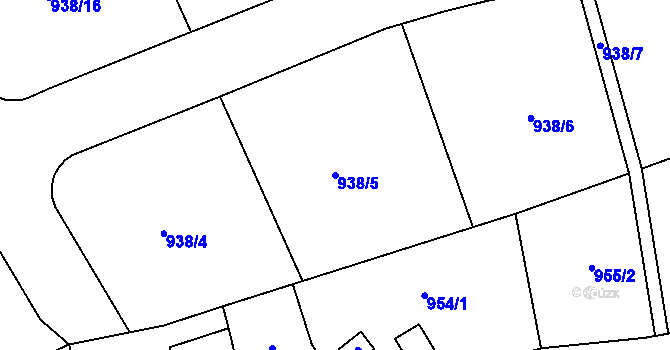 Parcela st. 938/5 v KÚ Kynšperk nad Ohří, Katastrální mapa