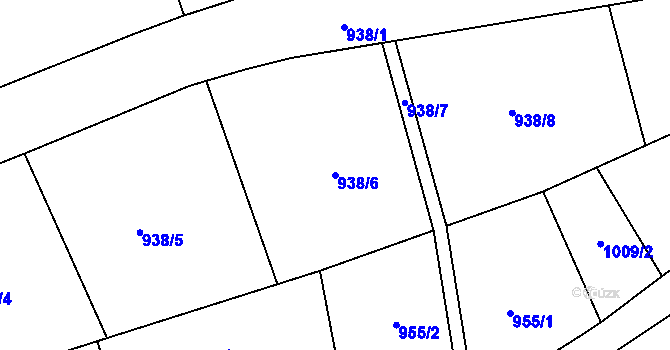 Parcela st. 938/6 v KÚ Kynšperk nad Ohří, Katastrální mapa
