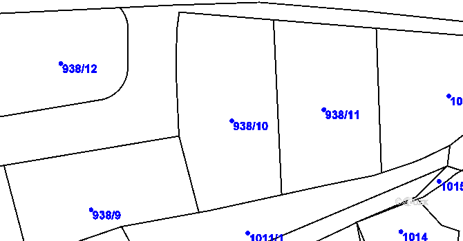 Parcela st. 938/10 v KÚ Kynšperk nad Ohří, Katastrální mapa