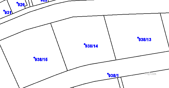 Parcela st. 938/14 v KÚ Kynšperk nad Ohří, Katastrální mapa
