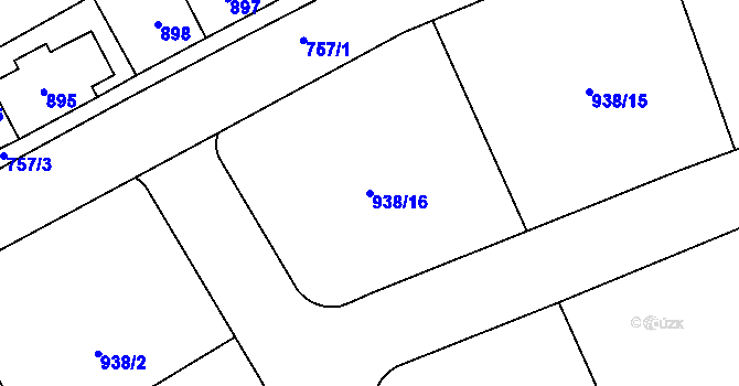 Parcela st. 938/16 v KÚ Kynšperk nad Ohří, Katastrální mapa