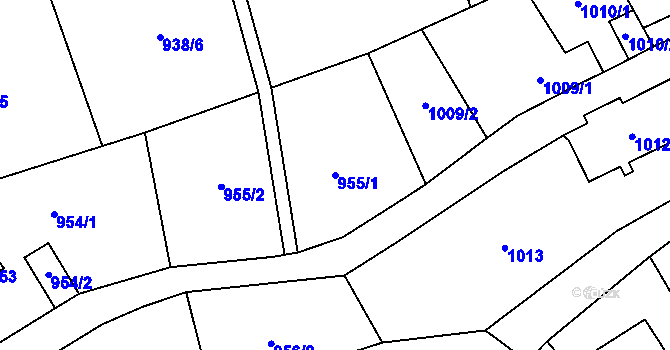 Parcela st. 955/1 v KÚ Kynšperk nad Ohří, Katastrální mapa