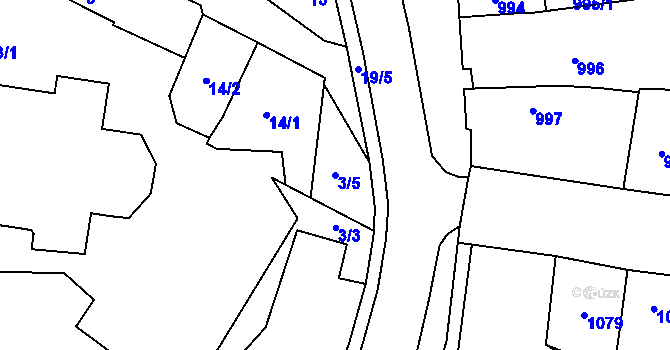 Parcela st. 3/5 v KÚ Kynšperk nad Ohří, Katastrální mapa
