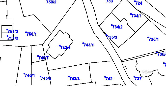 Parcela st. 743/1 v KÚ Kynšperk nad Ohří, Katastrální mapa