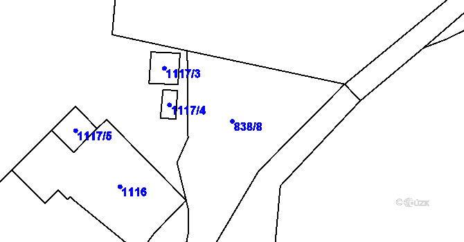 Parcela st. 838/8 v KÚ Kynšperk nad Ohří, Katastrální mapa