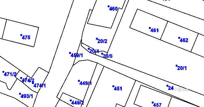 Parcela st. 20/5 v KÚ Kynšperk nad Ohří, Katastrální mapa