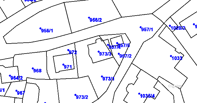 Parcela st. 973/3 v KÚ Kynšperk nad Ohří, Katastrální mapa