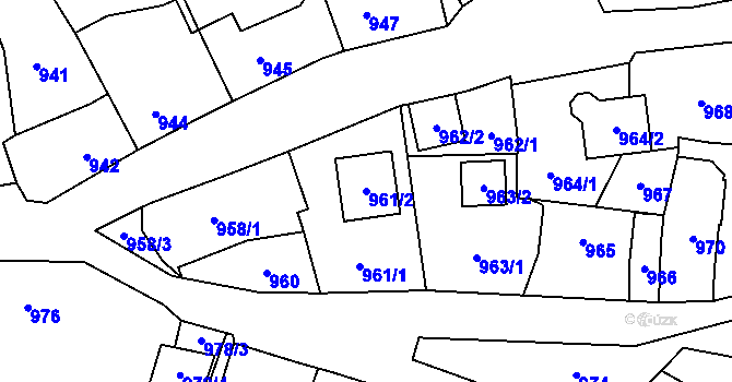 Parcela st. 961/2 v KÚ Kynšperk nad Ohří, Katastrální mapa