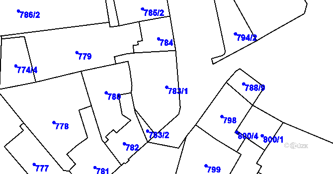 Parcela st. 783/1 v KÚ Kynšperk nad Ohří, Katastrální mapa