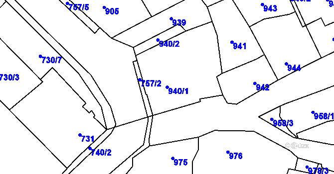 Parcela st. 940/1 v KÚ Kynšperk nad Ohří, Katastrální mapa