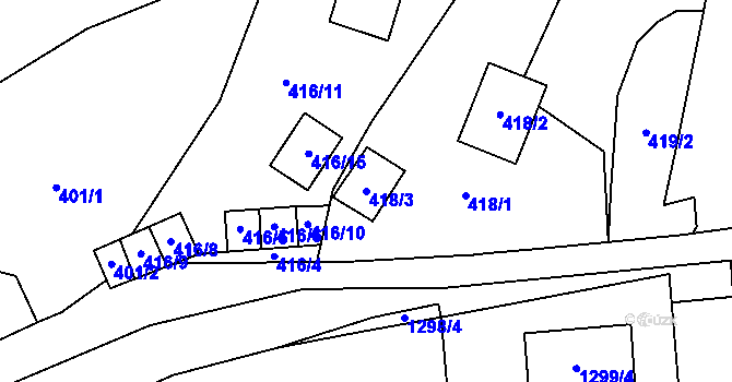 Parcela st. 418/3 v KÚ Kynšperk nad Ohří, Katastrální mapa
