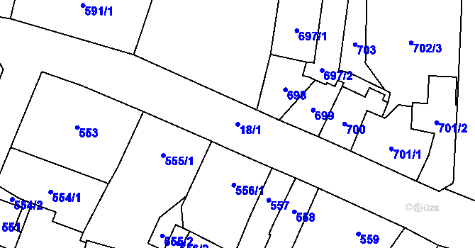 Parcela st. 18/1 v KÚ Kynšperk nad Ohří, Katastrální mapa