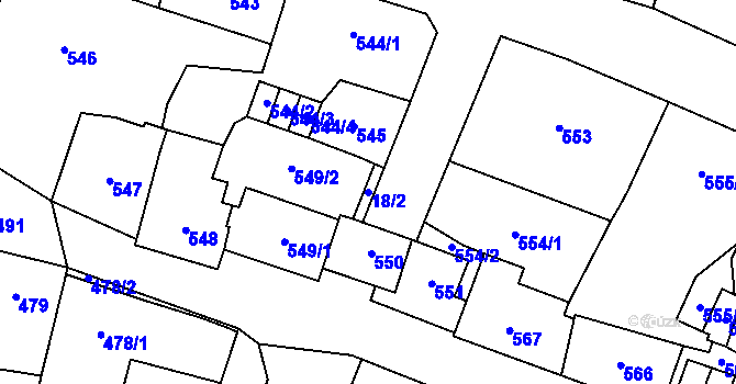 Parcela st. 18/2 v KÚ Kynšperk nad Ohří, Katastrální mapa