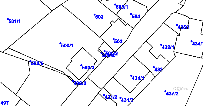 Parcela st. 500/4 v KÚ Kynšperk nad Ohří, Katastrální mapa