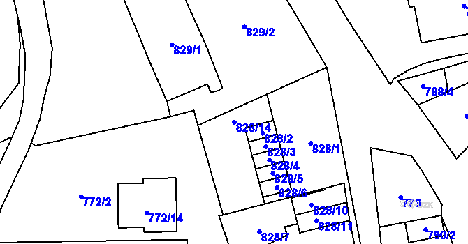 Parcela st. 828/14 v KÚ Kynšperk nad Ohří, Katastrální mapa