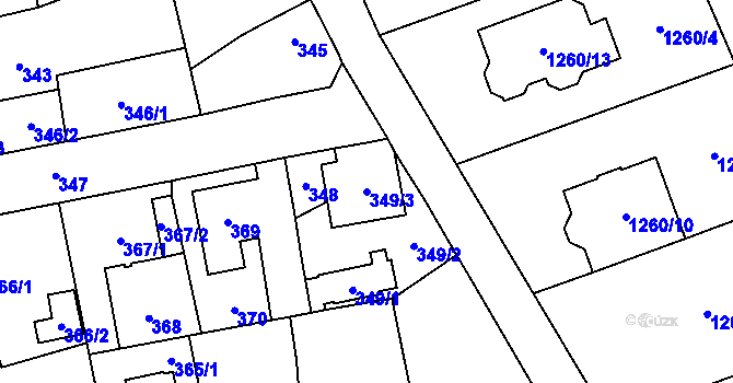 Parcela st. 349/3 v KÚ Kynšperk nad Ohří, Katastrální mapa