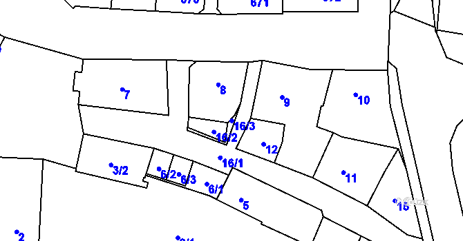 Parcela st. 16/3 v KÚ Kynšperk nad Ohří, Katastrální mapa