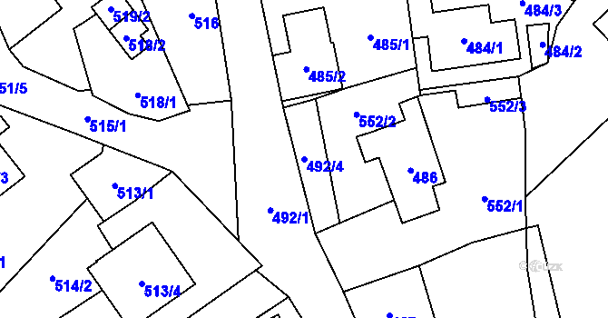 Parcela st. 492/4 v KÚ Kynšperk nad Ohří, Katastrální mapa