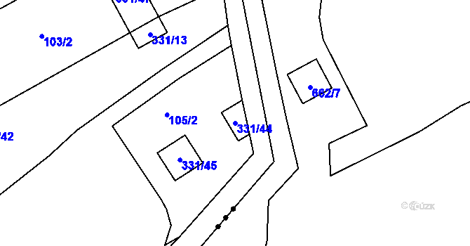 Parcela st. 331/44 v KÚ Zlatá u Kynšperka nad Ohří, Katastrální mapa