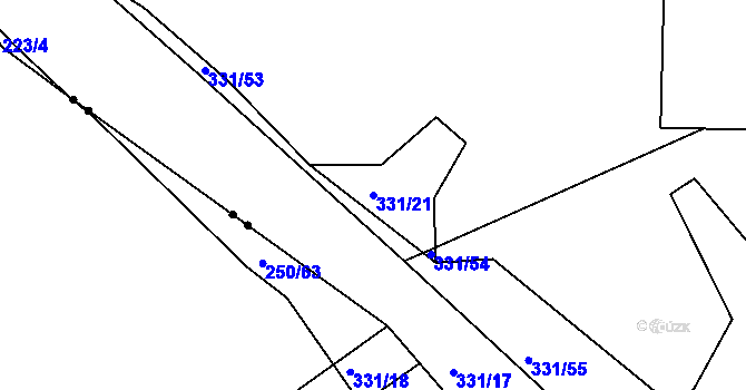 Parcela st. 331/21 v KÚ Zlatá u Kynšperka nad Ohří, Katastrální mapa