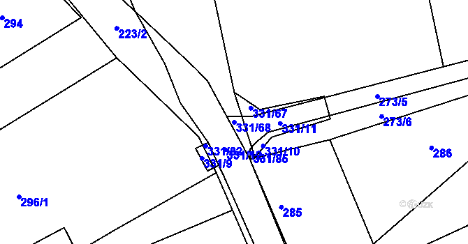 Parcela st. 331/68 v KÚ Zlatá u Kynšperka nad Ohří, Katastrální mapa