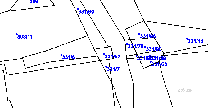 Parcela st. 331/52 v KÚ Zlatá u Kynšperka nad Ohří, Katastrální mapa