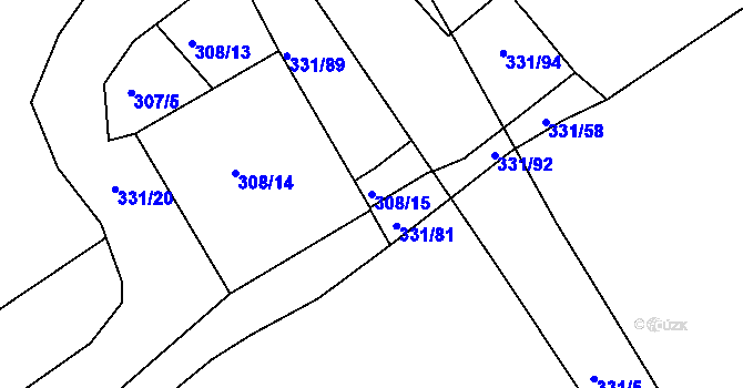 Parcela st. 308/15 v KÚ Zlatá u Kynšperka nad Ohří, Katastrální mapa