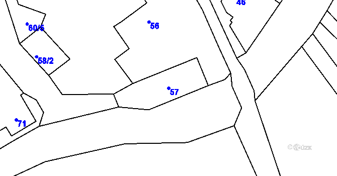 Parcela st. 57 v KÚ Liboc u Kynšperka nad Ohří, Katastrální mapa