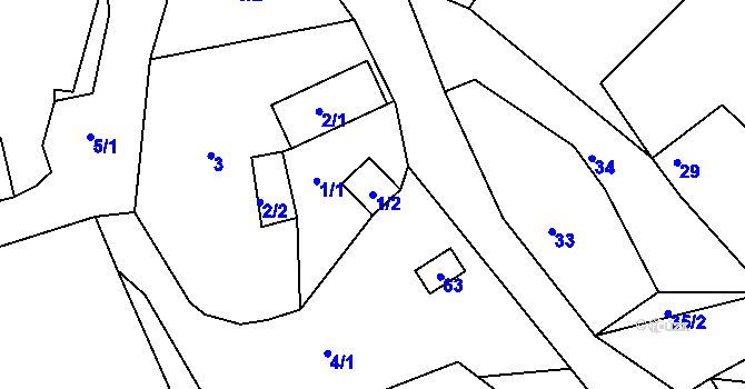 Parcela st. 1/2 v KÚ Štědrá u Kynšperka nad Ohří, Katastrální mapa