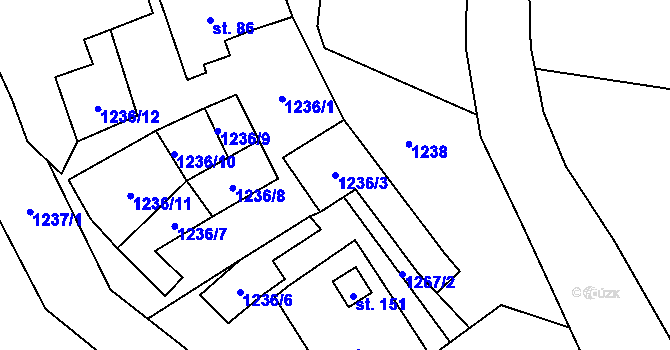 Parcela st. 1236/3 v KÚ Kyselka, Katastrální mapa