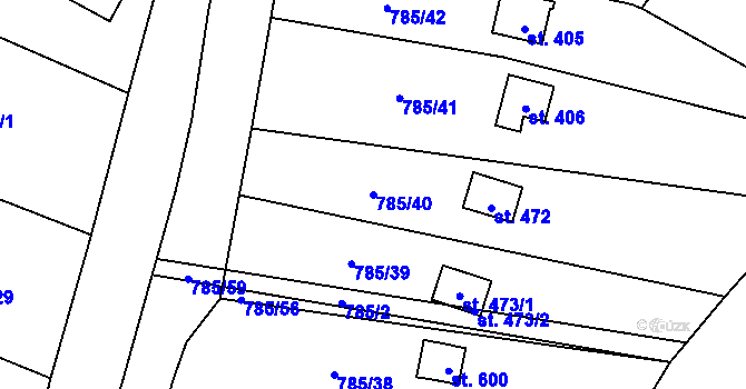 Parcela st. 785/40 v KÚ Radošov u Kyselky, Katastrální mapa