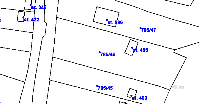 Parcela st. 785/46 v KÚ Radošov u Kyselky, Katastrální mapa